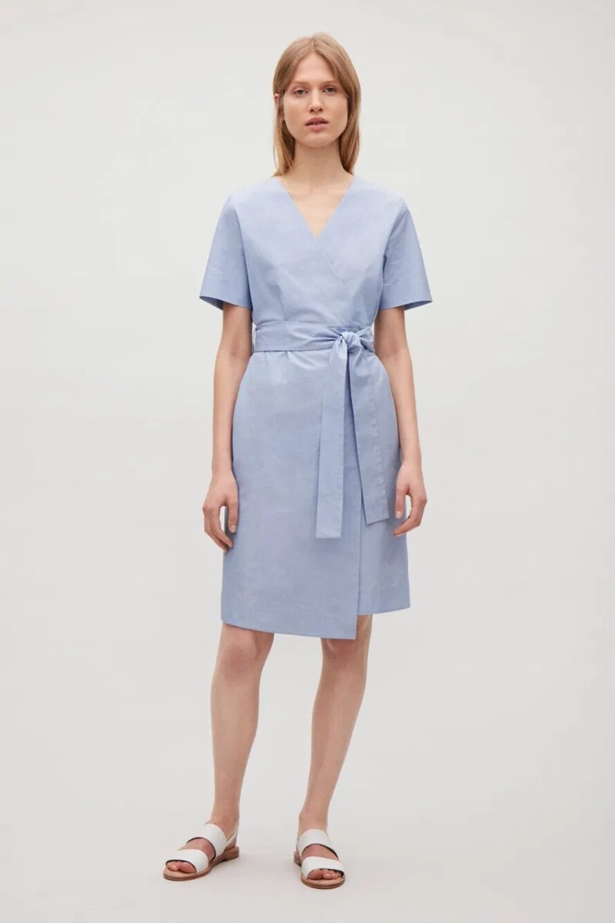 COS Blue Wrap Midi Dress Size Small Like New